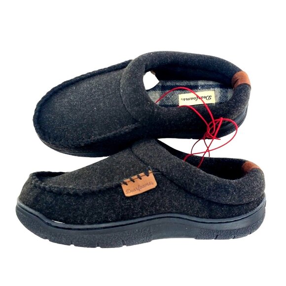 New Dearfoams 7/8 Men's Wool Slippers Slip-on Loafer House Winter Shoes Leisure - Picture 3 of 10